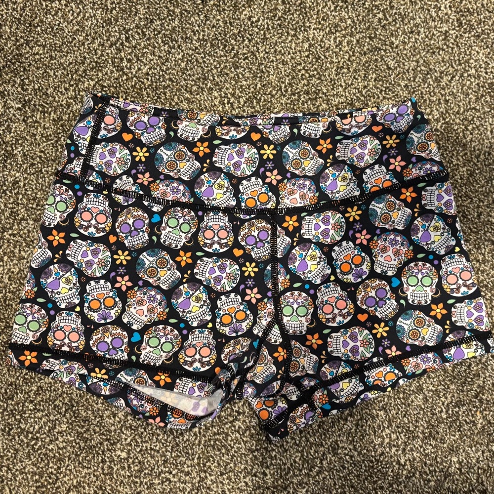 Savage Barbell Black Skull Print Women's Shorts